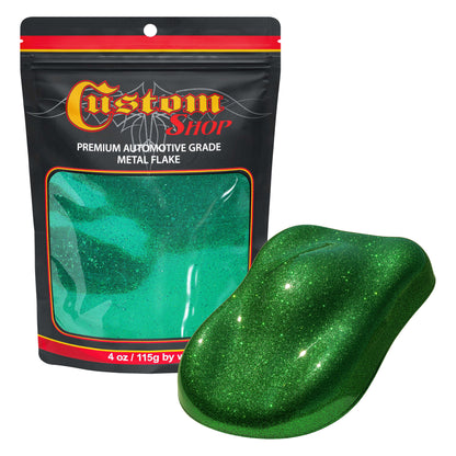 Metal Flake for Automotive Paint, Emerald Green, 4oz Large .025" Metal Flakes for Car Paint, UV Resistant Glitter Paints Additive for Epoxy Resin &