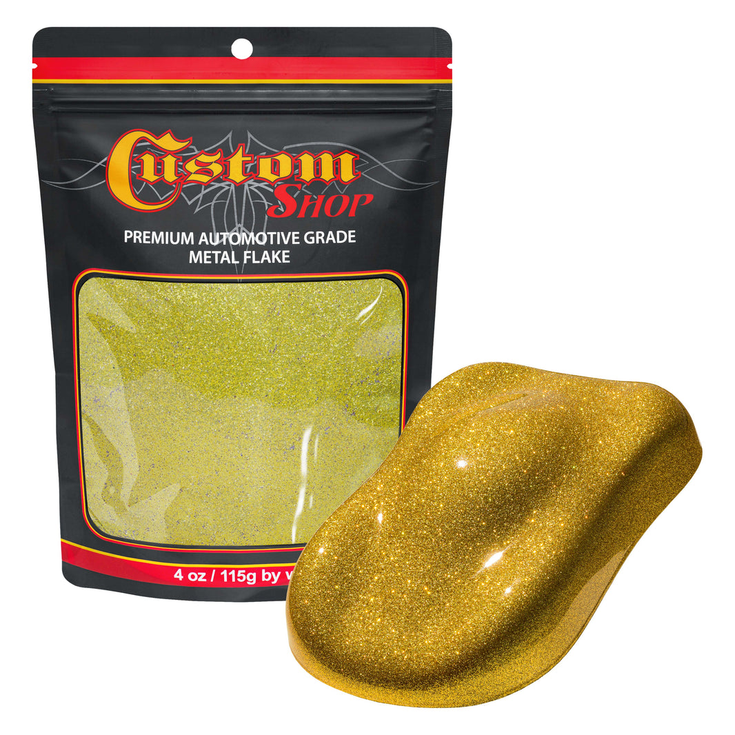 Metal Flake for Automotive Paint, Brilliant Gold, 4oz Large .025" Metal Flakes for Car Paint, UV Resistant Glitter Paints Additive for Epoxy Resin &