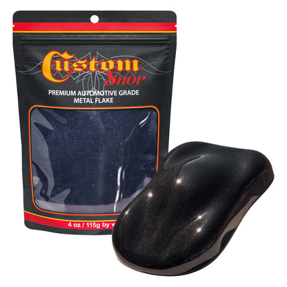 Metal Flake for Automotive Paint, Jet Black, 4oz Large .025" Metal Flakes for Car Paint, UV Resistant Glitter Paints Additive for Epoxy Resin &