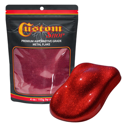 Metal Flake for Automotive Paint, Fire Red, 4oz Micro .004" Metal Flakes for Car Paint, UV Resistant Glitter Paints Additive for Epoxy Resin & Custom