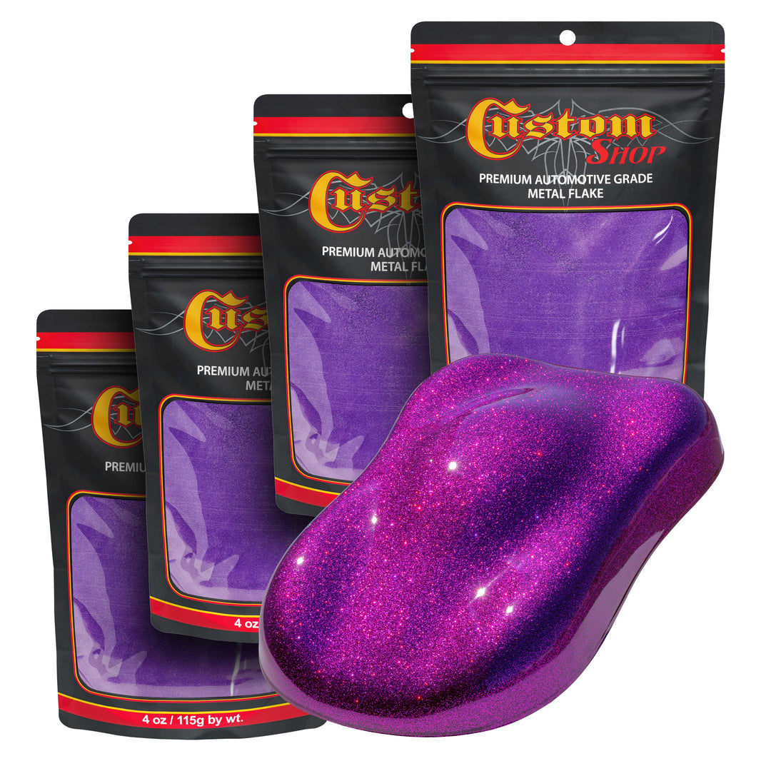 Metal Flake for Automotive Paint, Deep Purple, 4oz (4 Pack) 16oz Total, Micro .004" Metal Flakes for Car Paints, UV Resistant Glitter Paint Additive