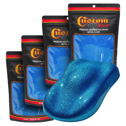 Metal Flake for Automotive Paint, Deep Marine Blue, 4oz (4 Pack) 16oz Total, Micro .004" Metal Flakes for Car Paints, UV Resistant Glitter Paint
