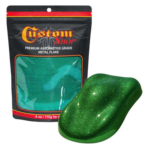 Emerald Green - 4-ounces of Micro Metal Flake .004" 100 Micron Size - Premium Automotive Grade Flake, UV, Fade & Solvent Resistant - Metallic Auto Paint Glitter - Spray Gun Painting Cars