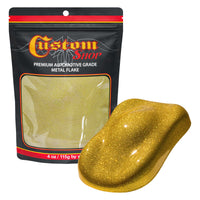 Metal Flake for Automotive Paint, Brilliant Gold, 4oz Micro .004" Metal Flakes for Car Paint, UV Resistant Glitter Paints Additive for Epoxy Resin &