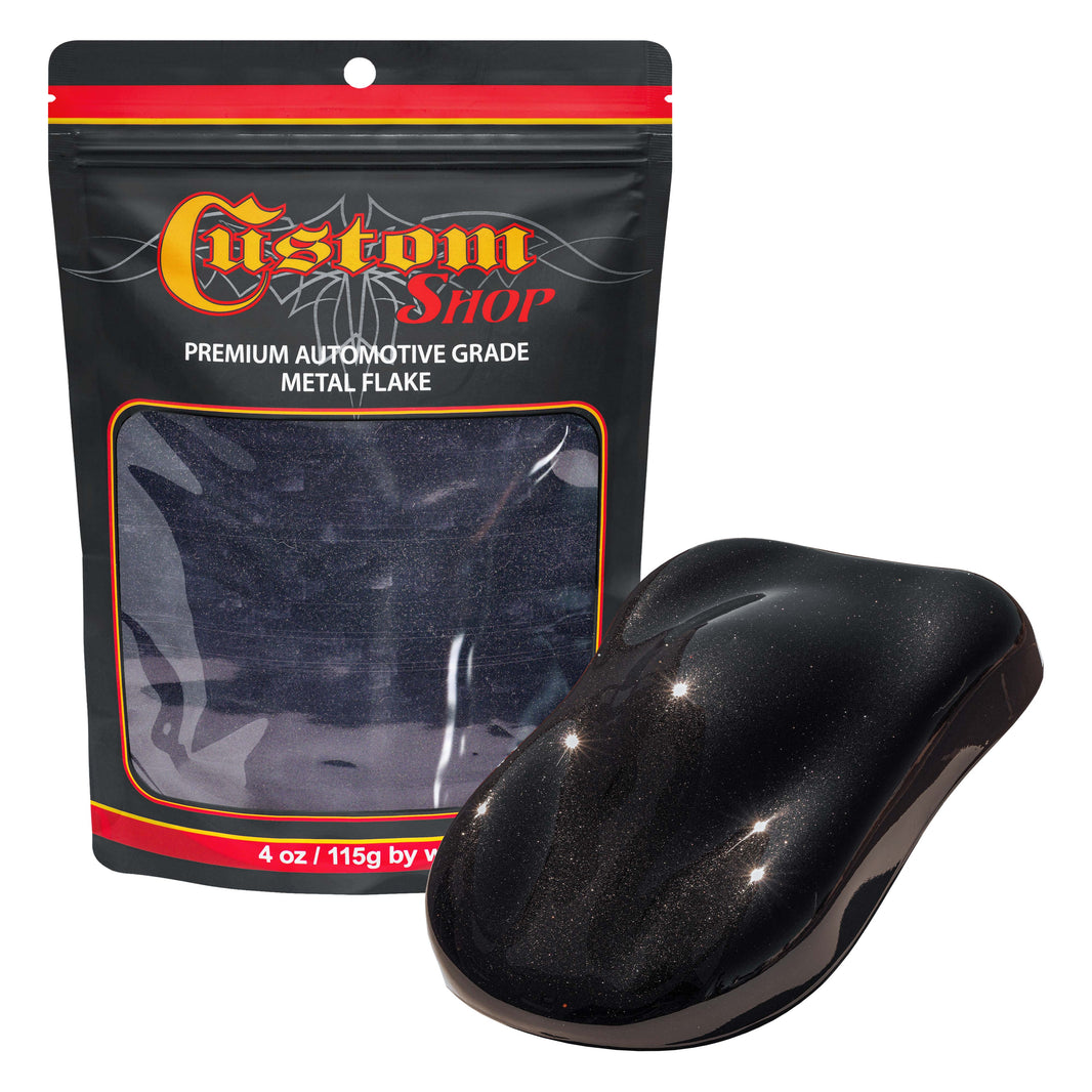 Metal Flake for Automotive Paint, Jet Black, 4oz Micro .004" Metal Flakes for Car Paint, UV Resistant Glitter Paints Additive for Epoxy Resin &
