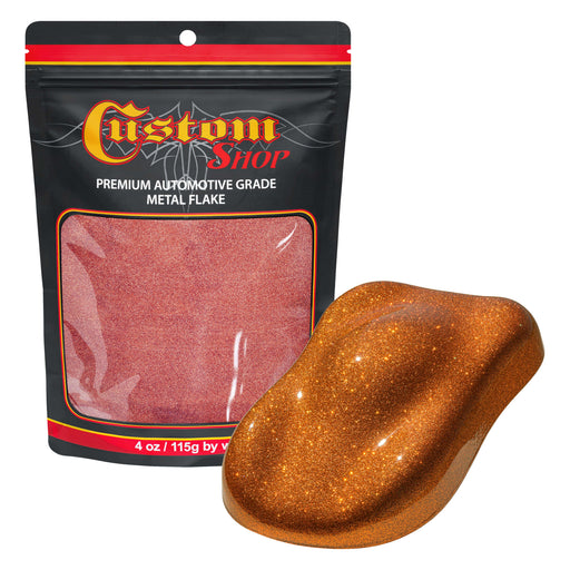 Metal Flake for Automotive Paint, Orange, 4oz Micro .004" Metal Flakes for Car Paint, UV Resistant Glitter Paints Additive for Epoxy Resin & Custom Finishes