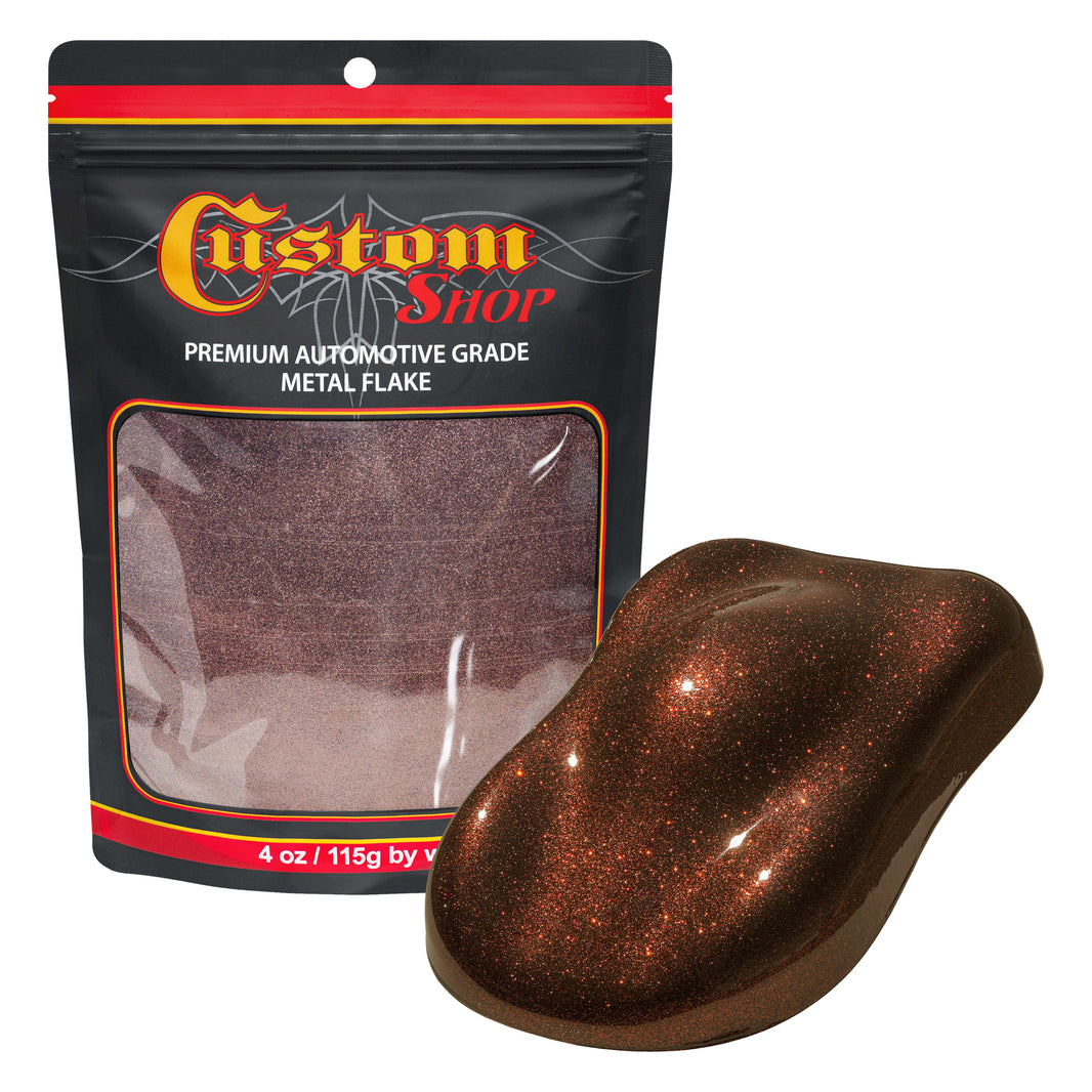 Metal Flake for Automotive Paint, Rootbeer, 4oz Micro .004" Metal Flakes for Car Paint, UV Resistant Glitter Paints Additive for Epoxy Resin & Custom