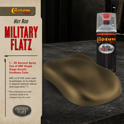 Military Flatz 595-33070 WWII Olive Drab -2K Urethane Flat Automotive Paint - 2K Aerosol