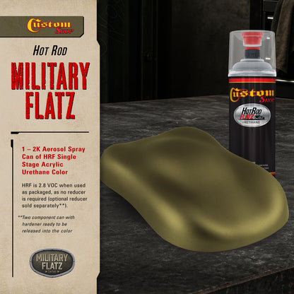 Military Flatz 595-34089 Olive Green - 2K Urethane Flat Automotive Paint - 2K Aerosol