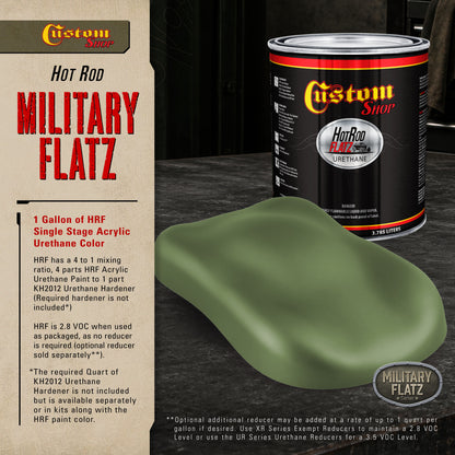 Military Flatz 595-34128 Woodland Green - 2K Urethane Flat Automotive Paint - Gallon