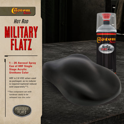Military Flatz 595-37030 Black - 2K Urethane Flat Automotive Paint - 2K Aerosol