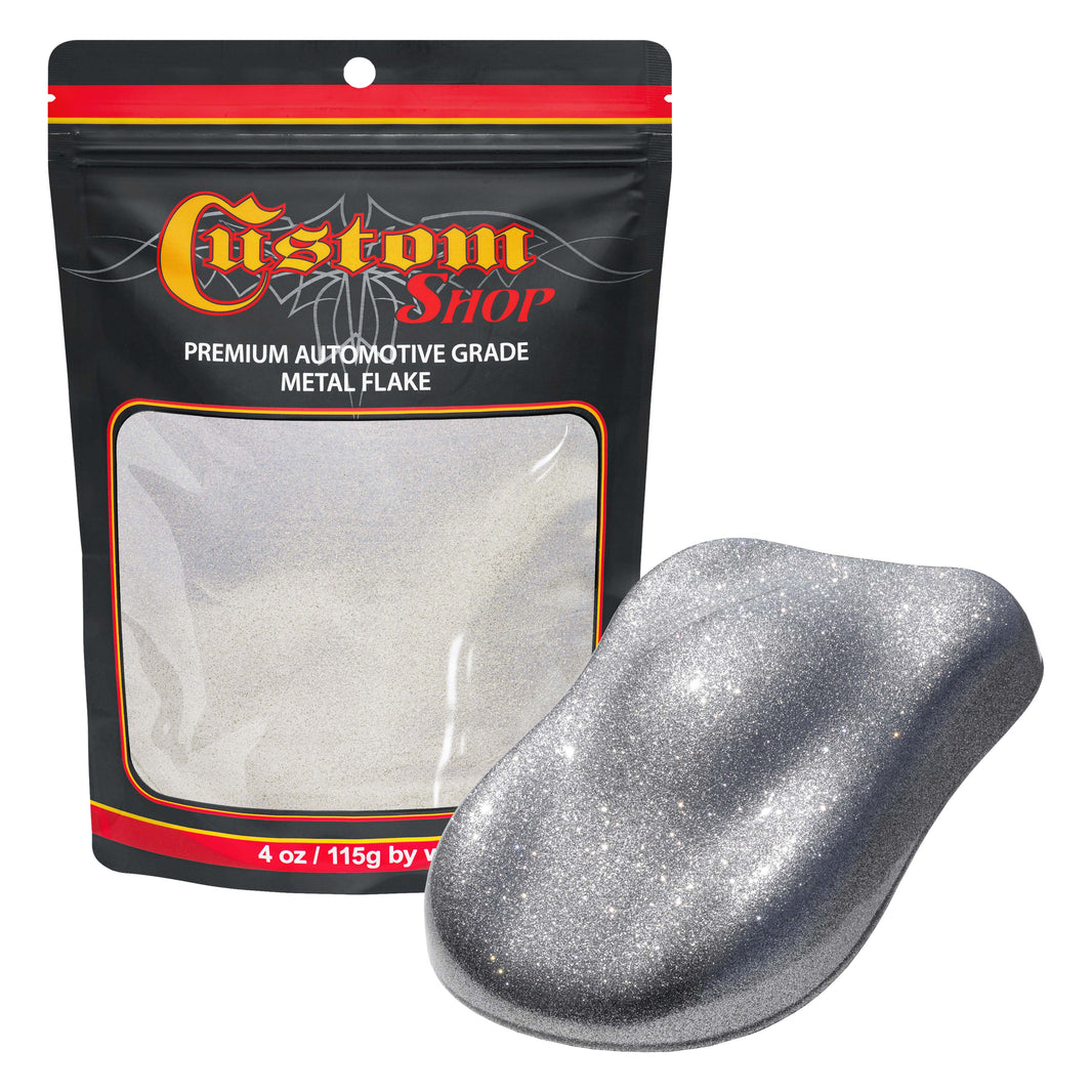 Metal Flake for Automotive Paint, Chrome Silver, 4oz Medium .008" Metal Flakes for Car Paint, UV Resistant Glitter Paints Additive for Epoxy Resin &