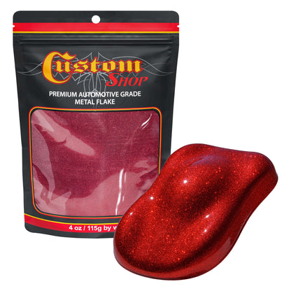 Metal Flake for Automotive Paint, Fire Red, 4oz Medium .008" Metal Flakes for Car Paint, UV Resistant Glitter Paints Additive for Epoxy Resin &