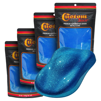 Metal Flake for Automotive Paint, Deep Marine Blue, 4oz (4 Pack) 16oz Total, Medium .008" Metal Flakes for Car Paints, UV Resistant Glitter Paint