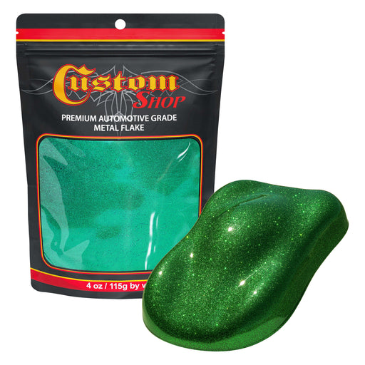 Emerald Green - 4-ounces of Medium Metal Flake .008" 200 Micron Size - Premium Automotive Grade Flake, UV, Fade & Solvent Resistant - Metallic Auto Paint Glitter, Spray Gun Painting Cars