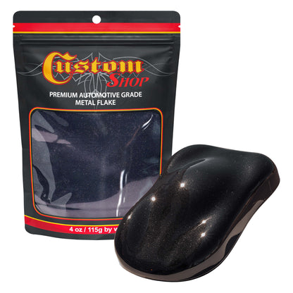 Metal Flake for Automotive Paint, Jet Black, 4oz Medium .008" Metal Flakes for Car Paint, UV Resistant Glitter Paints Additive for Epoxy Resin &