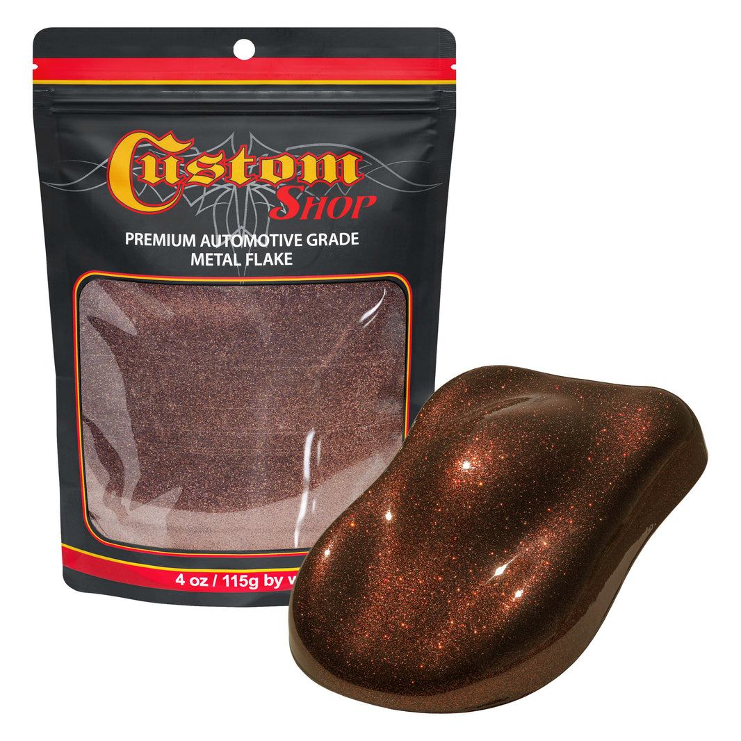 Metal Flake for Automotive Paint, Rootbeer, 4oz Medium .008" Metal Flakes for Car Paint, UV Resistant Glitter Paints Additive for Epoxy Resin &