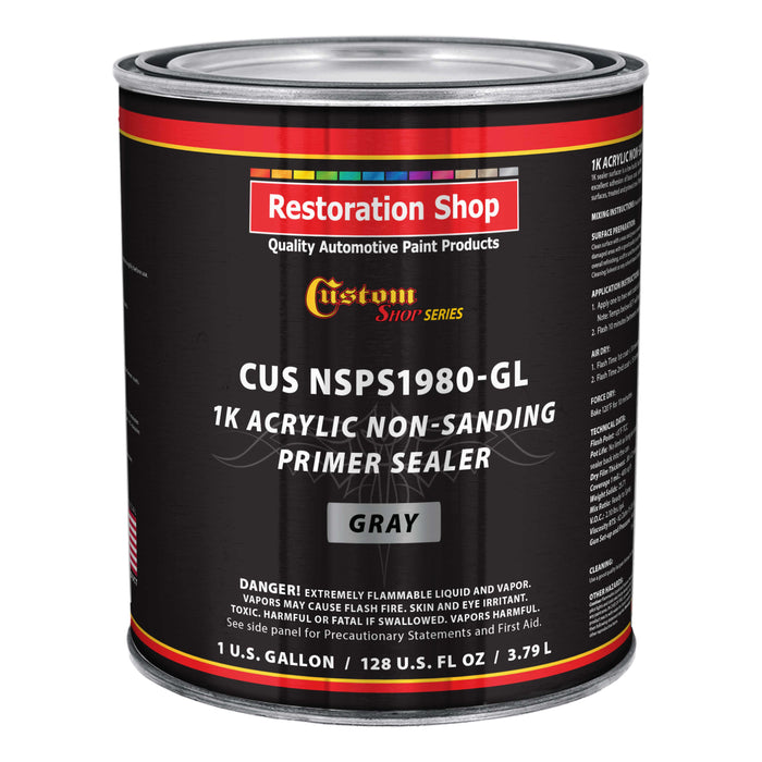 Premium 1K Acrylic Non-Sanding Primer Sealer Paint, Color Gray, 1 Gallon - Fast Drying, Ready-To-Spray, Apply Over Automotive Primer Surfacers, Sanded Finishes - Topcoat Urethane, Enamel