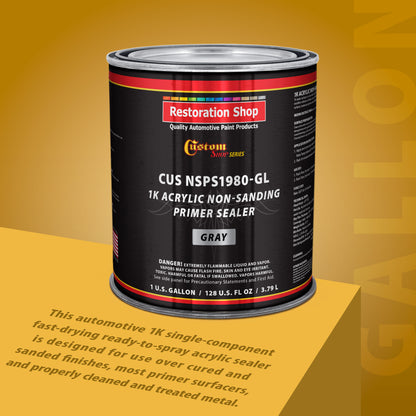 Premium 1K Acrylic Non-Sanding Primer Sealer Paint, Color Gray, 1 Gallon - Fast Drying, Ready-To-Spray, Apply Over Automotive Primer Surfacers