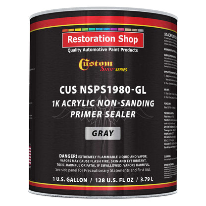 Premium 1K Acrylic Non-Sanding Primer Sealer Paint, Color Gray, 1 Gallon - Fast Drying, Ready-To-Spray, Apply Over Automotive Primer Surfacers