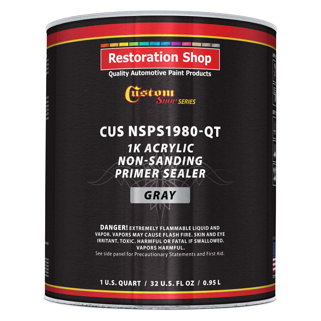 Premium 1K Acrylic Non-Sanding Primer Sealer Paint, Color Gray, 1 Quart - Fast Drying, Ready-To-Spray, Apply Over Automotive Primer Surfacers, Sanded
