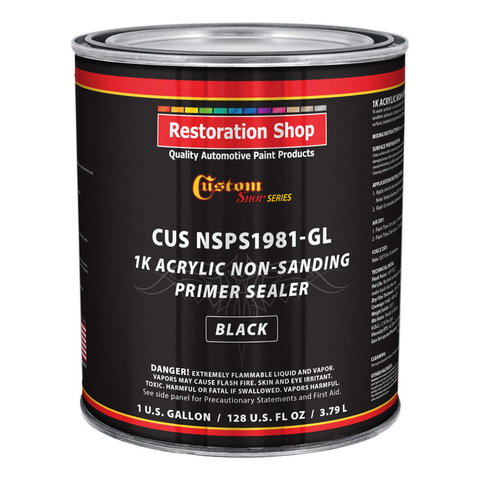 Premium 1K Acrylic Non-Sanding Primer Sealer Paint, Color Black, 1 Gallon - Fast Drying, Ready-To-Spray, Apply Over Automotive Primer Surfacers, Sanded Finishes - Topcoat Urethane, Enamel