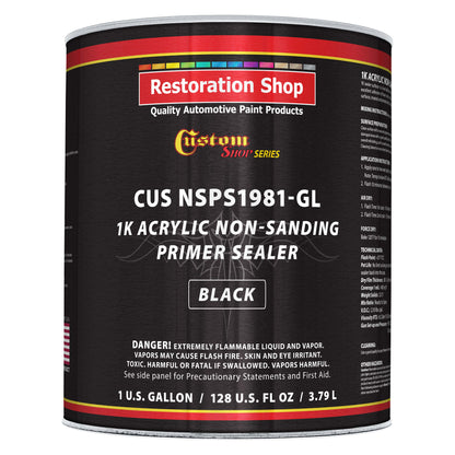 Premium 1K Acrylic Non-Sanding Primer Sealer Paint, Color Black, 1 Gallon - Fast Drying, Ready-To-Spray, Apply Over Automotive Primer Surfacers