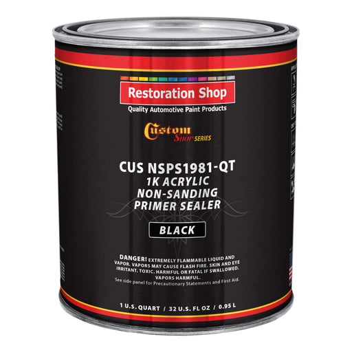 Premium 1K Acrylic Non-Sanding Primer Sealer Paint, Color Black, 1 Quart - Fast Drying, Ready-To-Spray, Apply Over Automotive Primer Surfacers, Sanded Finishes - Topcoat Urethane, Enamel