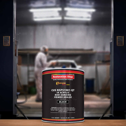 Premium 1K Acrylic Non-Sanding Primer Sealer Paint, Color Black, 1 Quart - Fast Drying, Ready-To-Spray, Apply Over Automotive Primer Surfacers