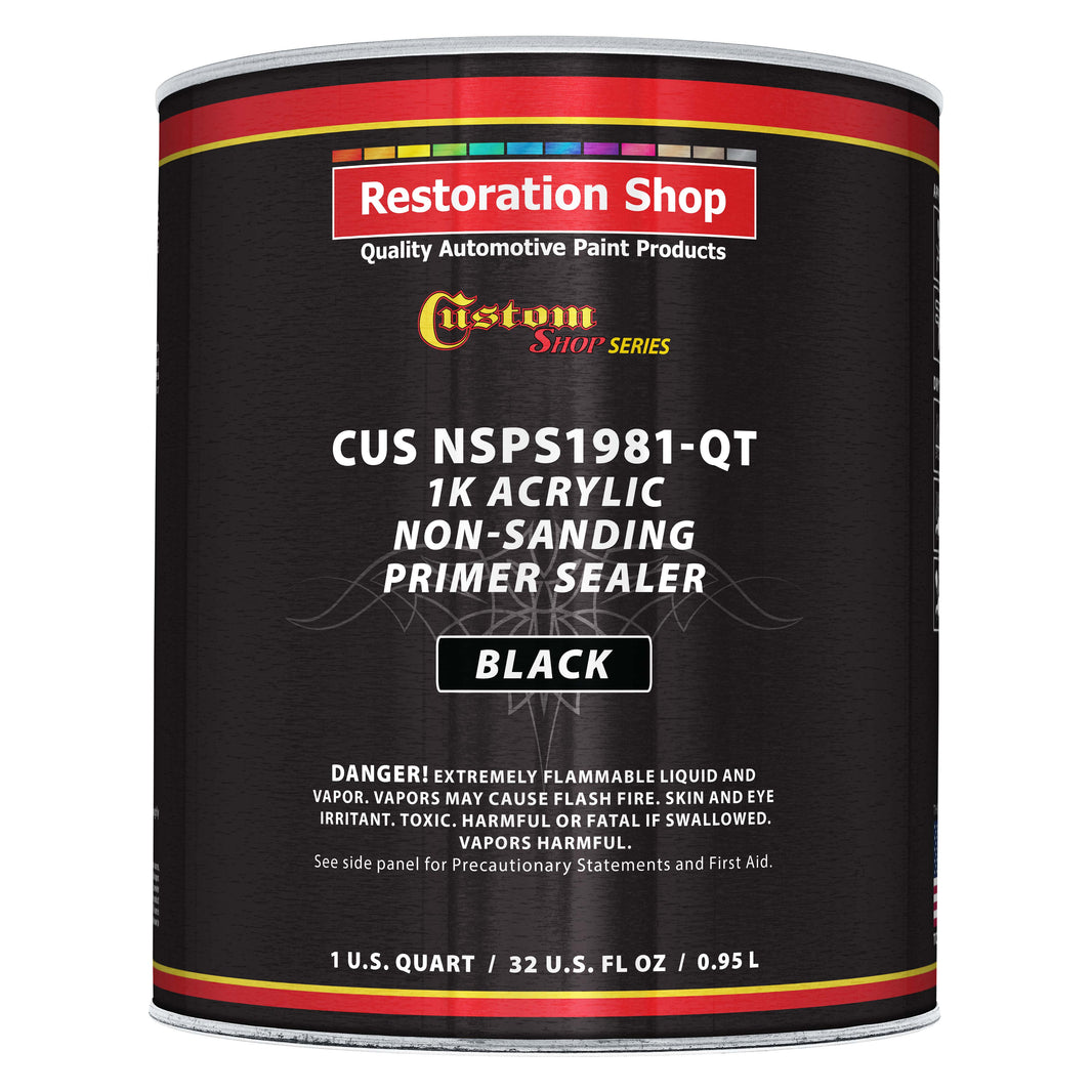 Premium 1K Acrylic Non-Sanding Primer Sealer Paint, Color Black, 1 Quart - Fast Drying, Ready-To-Spray, Apply Over Automotive Primer Surfacers