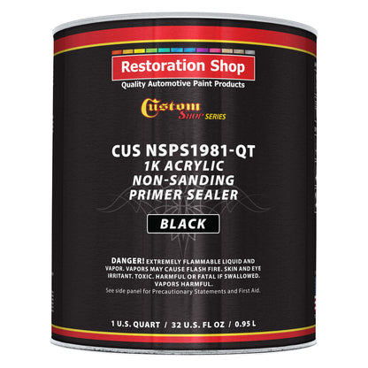 Premium 1K Acrylic Non-Sanding Primer Sealer Paint, Color Black, 1 Quart - Fast Drying, Ready-To-Spray, Apply Over Automotive Primer Surfacers