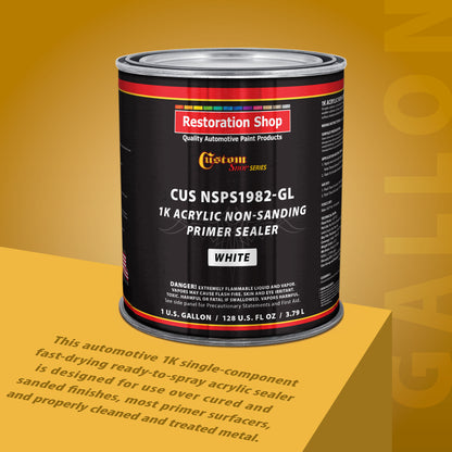 Premium 1K Acrylic Non-Sanding Primer Sealer Paint, Color White, 1 Gallon - Fast Drying, Ready-To-Spray, Apply Over Automotive Primer Surfacers