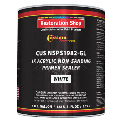 Premium 1K Acrylic Non-Sanding Primer Sealer Paint, Color White, 1 Gallon - Fast Drying, Ready-To-Spray, Apply Over Automotive Primer Surfacers