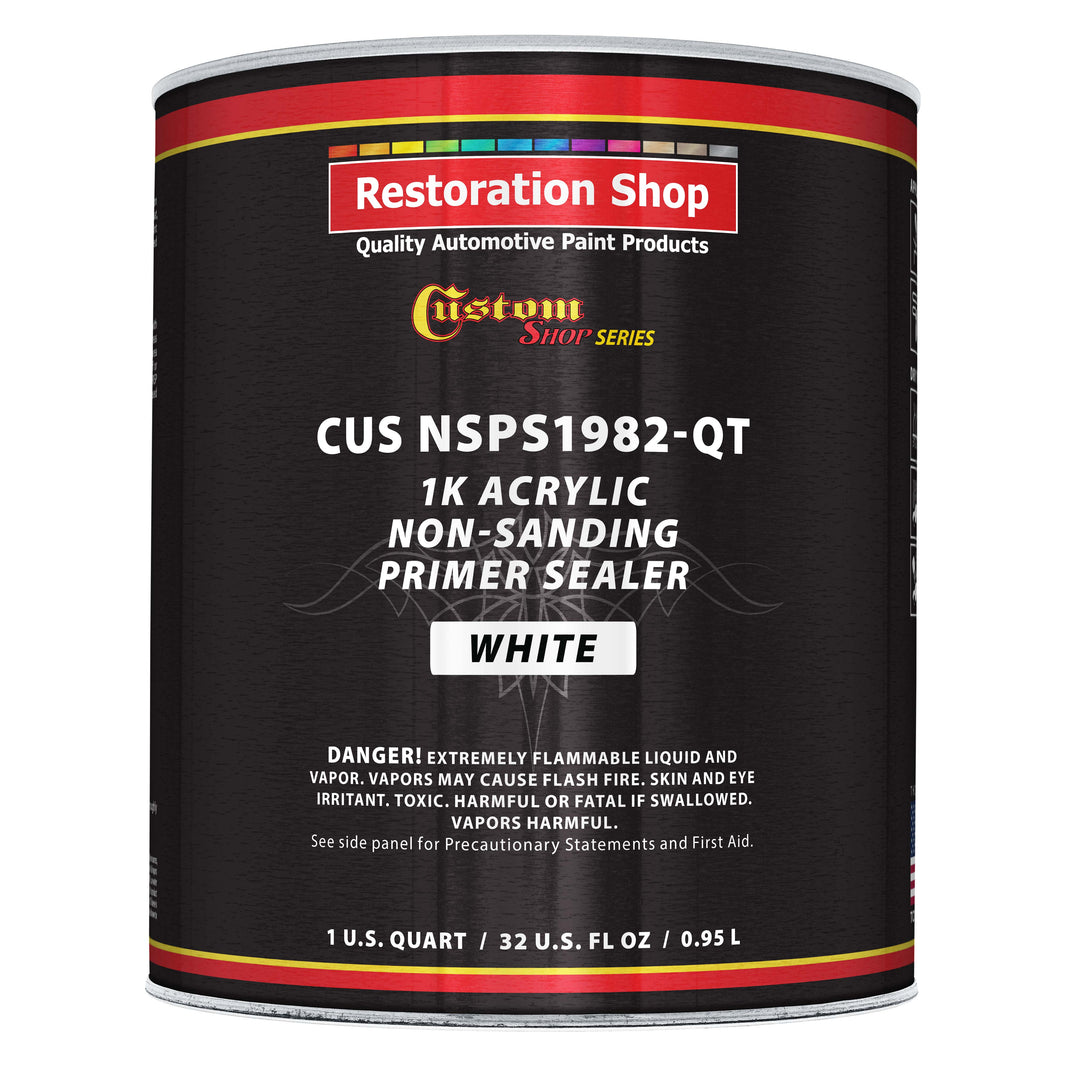 Premium 1K Acrylic Non-Sanding Primer Sealer Paint, Color White, 1 Quart - Fast Drying, Ready-To-Spray, Apply Over Automotive Primer Surfacers