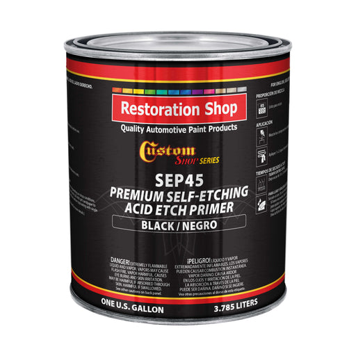 Custom Shop - Premium Self Etching Acid Etch Primer, 1 Gallon, Black - Ready to Spray Paint, Excellent Adhesion to Bare Metal, Steel, Aluminum
