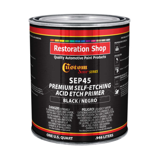 Custom Shop Premium Self Etching Acid Etch Primer, 1 Quart, Black - Ready to Spray Paint, Excellent Adhesion to Bare Metal, Steel, Aluminum,Fiberglass