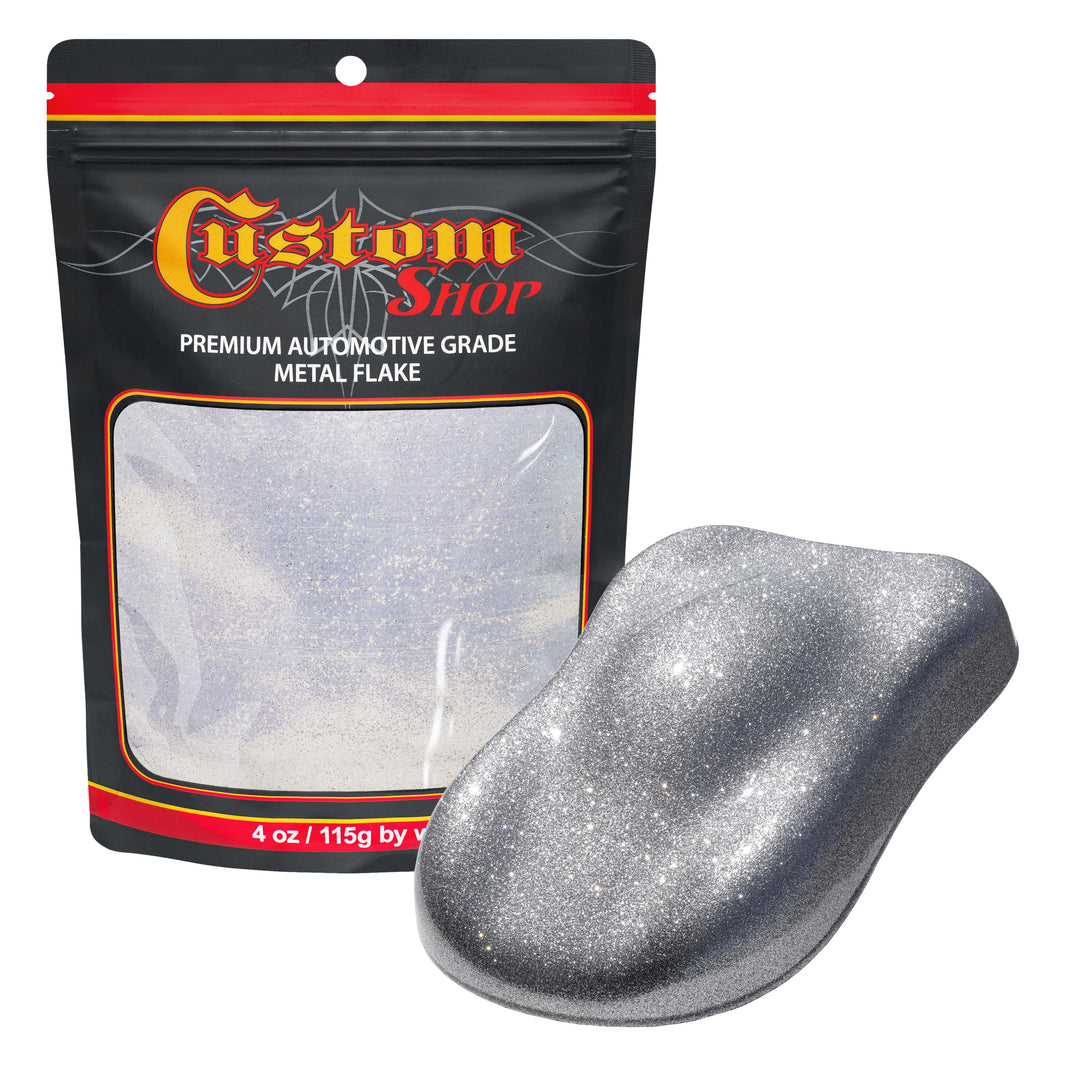 Metal Flake for Automotive Paint, Chrome Silver, 4oz Standard .015" Metal Flakes for Car Paint, UV Resistant Glitter Paints Additive for Epoxy Resin