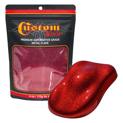 Metal Flake for Automotive Paint, Fire Red, 4oz Standard .015" Metal Flakes for Car Paint, UV Resistant Glitter Paints Additive for Epoxy Resin &