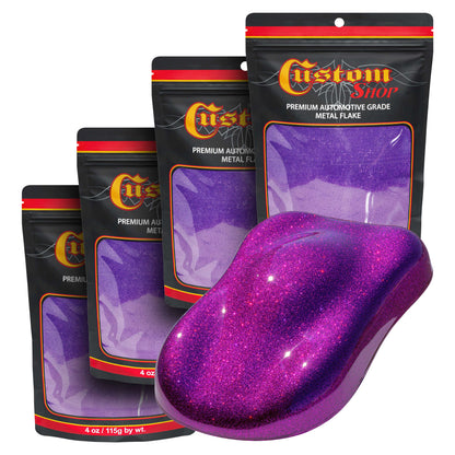 Metal Flake for Automotive Paint, Deep Purple, 4oz (4 Pack) 16oz Total, Standard .015" Metal Flakes for Car Paints, UV Resistant Glitter Paint