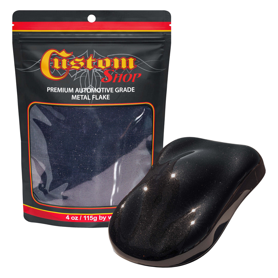 Metal Flake for Automotive Paint, Jet Black, 4oz Standard .015" Metal Flakes for Car Paint, UV Resistant Glitter Paints Additive for Epoxy Resin &