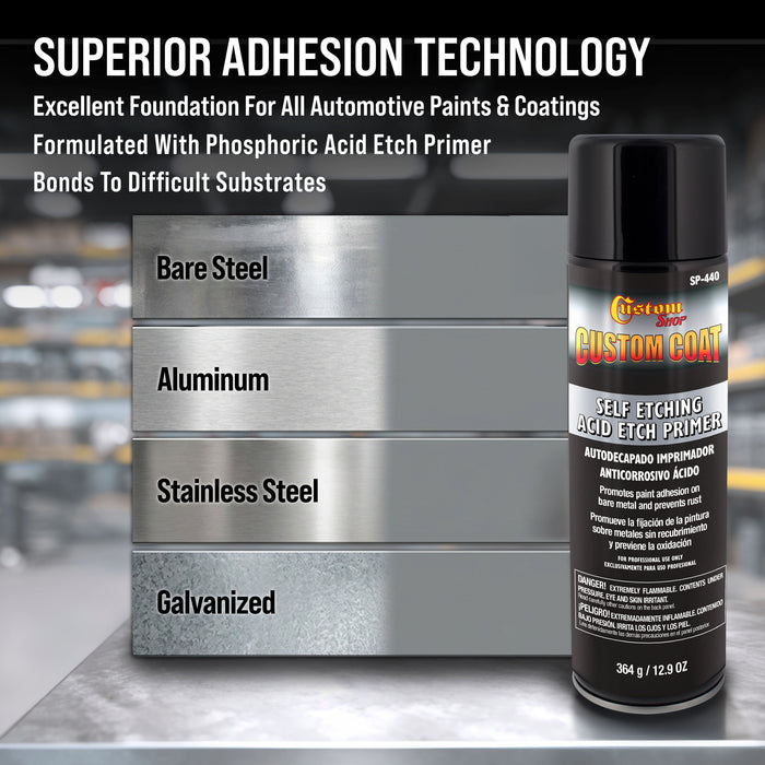 Self Etching Primer Spray (6 Pack) - 12.9oz Gray Acid Etch Primer for Metal, Aluminum & Stainless Steel - Fast Drying Automotive Etching Primers, Pre Truck Bed Liner Primers for Bare Metal