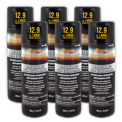 Self Etching Primer Spray (6 Pack) - 12.9oz Gray Acid Etch Primer for Metal, Aluminum & Stainless Steel - Fast Drying Automotive Etching Primers, Pre
