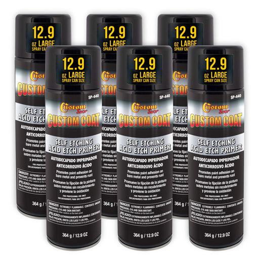 Self Etching Primer Spray (6 Pack) - 12.9oz Gray Acid Etch Primer for Metal, Aluminum & Stainless Steel - Fast Drying Automotive Etching Primers, Pre Truck Bed Liner Primers for Bare Metal