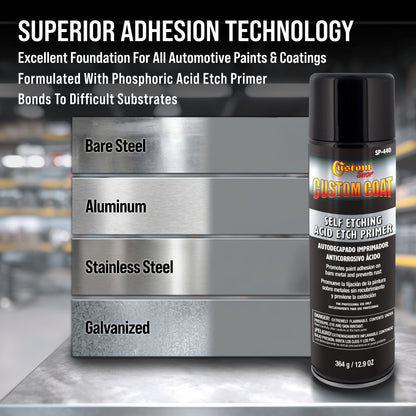 Self Etching Primer Spray - 12.9oz Gray Acid Etch Primer for Metal, Aluminum & Stainless Steel - Fast Drying Automotive Etching Primers, Pre Truck