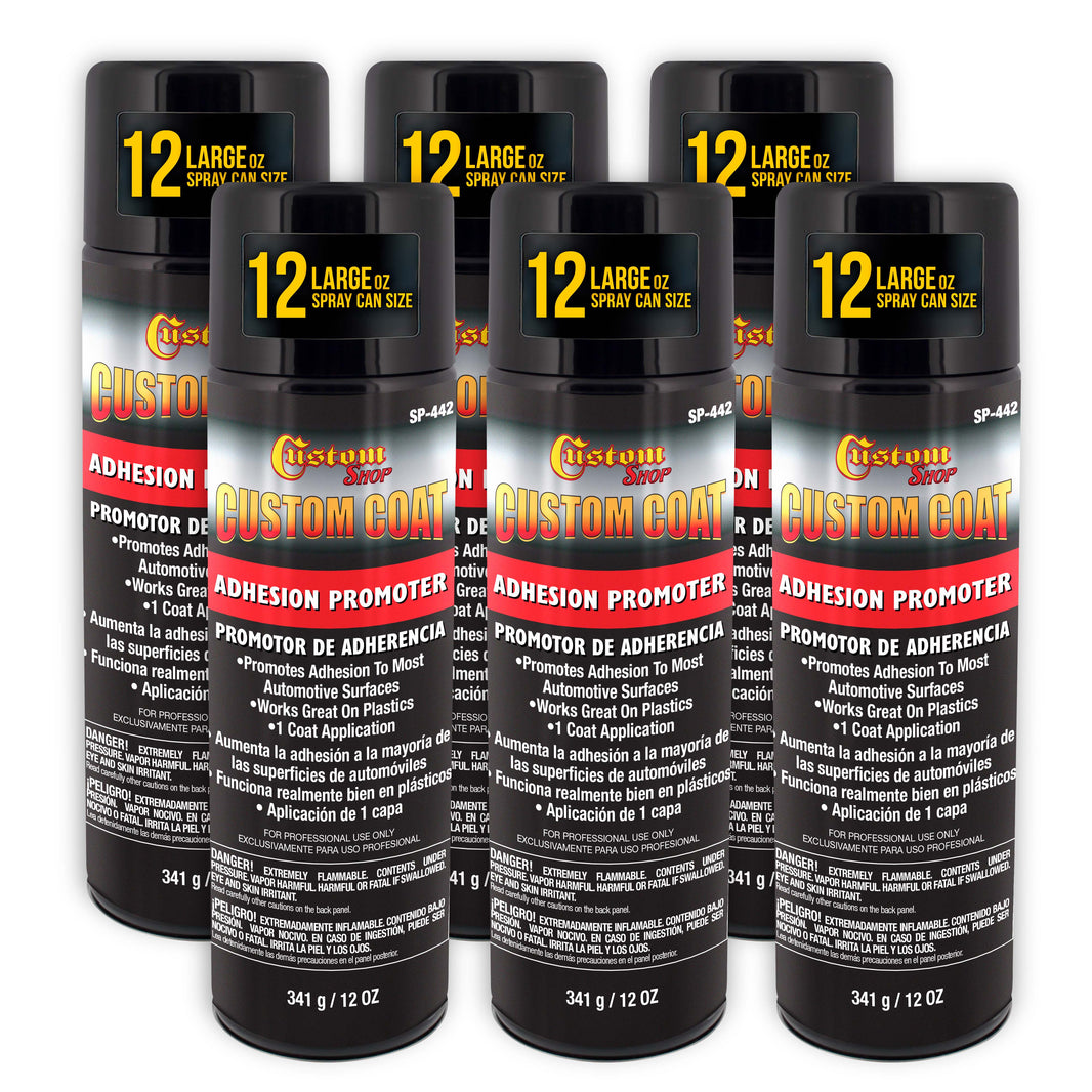 Adhesion Promoter - 12 Ounce Spray Can - Use on Hard to Sand Areas and Before applying Truck Bed Liner (Pack of 6)