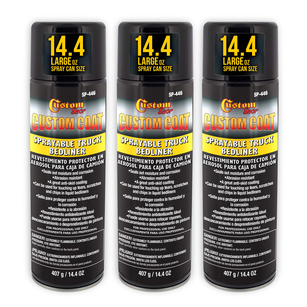 Sprayable Bedliner for Truck Beds & Touch-Ups (3 Pack) - 14.4oz Aerosol Can, Durable, Bed Liner - Spray on Bed Liner, Black Textured Coating