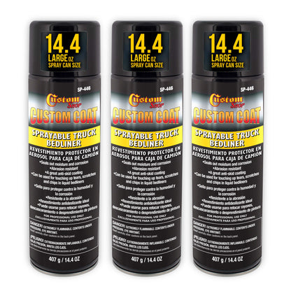 Sprayable Bedliner for Truck Beds & Touch-Ups (3 Pack) - 14.4oz Aerosol Can, Durable, Bed Liner - Spray on Bed Liner, Black Textured Coating