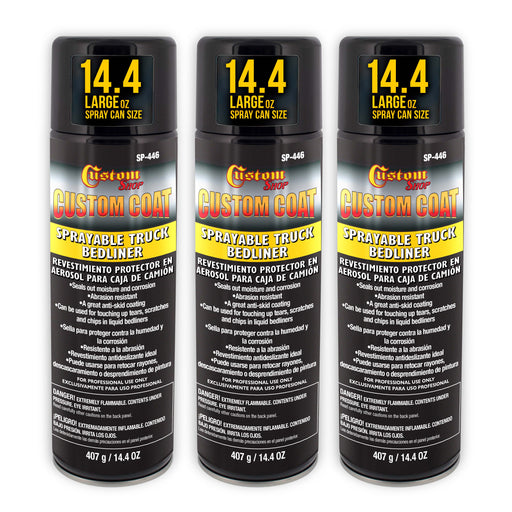 Sprayable Bedliner for Truck Beds & Touch-Ups (3 Pack) - 14.4oz Aerosol Can, Durable, Bed Liner - Spray on Bed Liner, Black Textured Coating