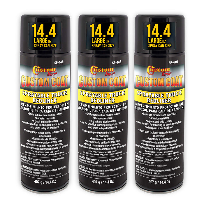 Sprayable Bedliner for Truck Beds & Touch-Ups (3 Pack) - 14.4oz Aerosol Can, Durable, Bed Liner - Spray on Bed Liner, Black Textured Coating