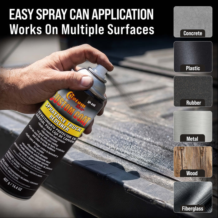 Sprayable Bedliner for Truck Beds & Touch-Ups (6 Pack) - 14.4oz Aerosol Can, Durable, Bed Liner - Spray on Bed Liner, Black Textured Coating